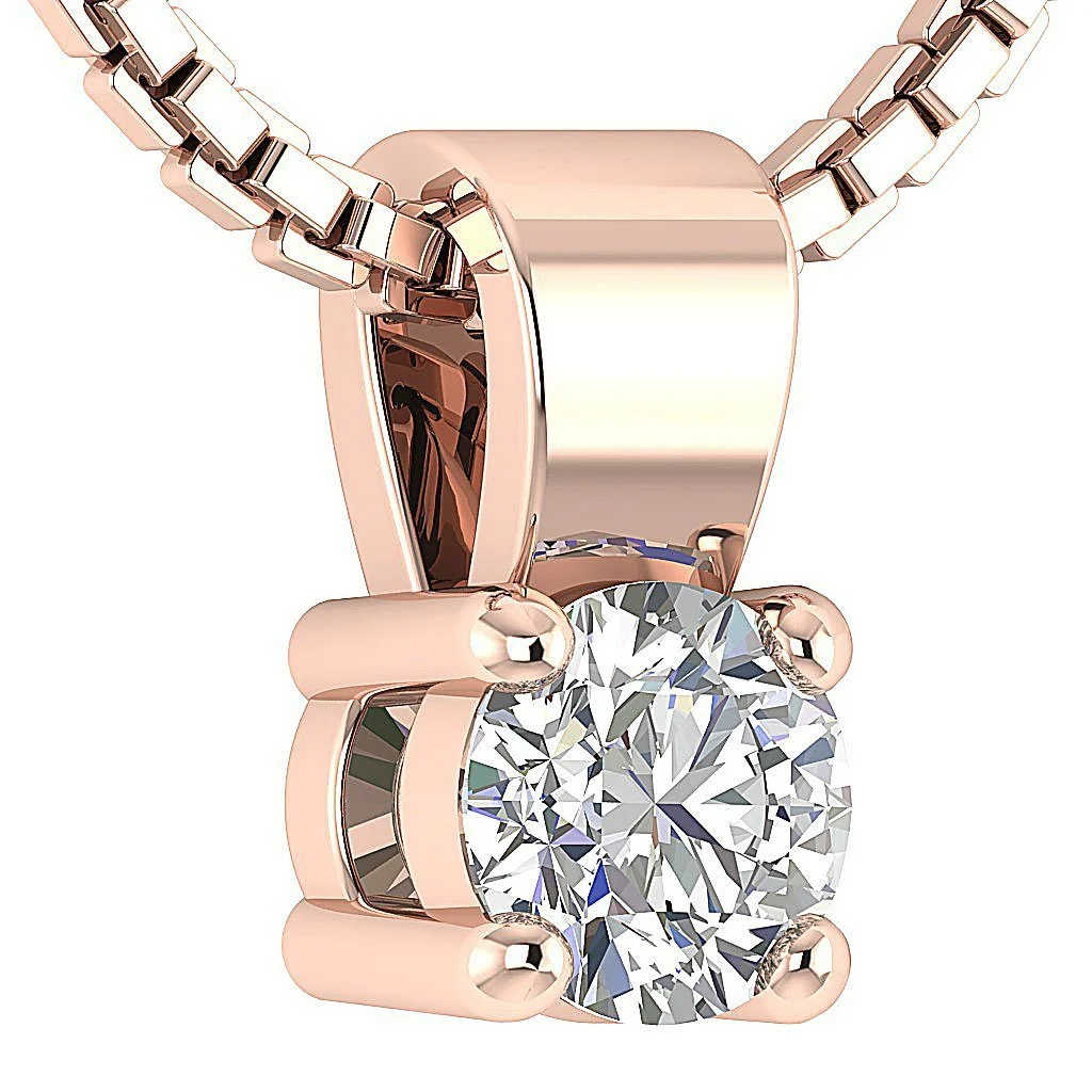 VS F 0.50-1.00 Carat Round Brilliant Lab Grown Diamond 14K Gold Pendant 4 Prong Set - Image 4