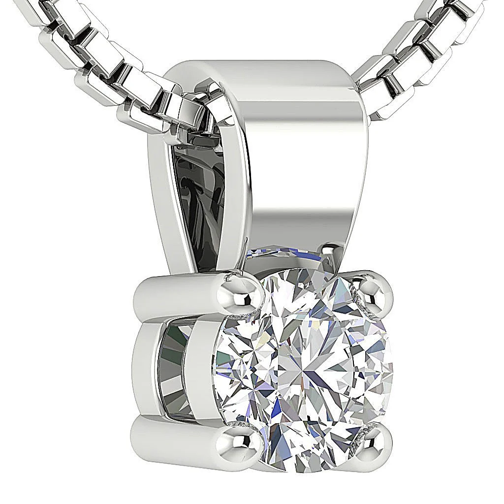 VS F 0.50-1.00 Carat Round Brilliant Lab Grown Diamond 14K Gold Pendant 4 Prong Set - Image 6