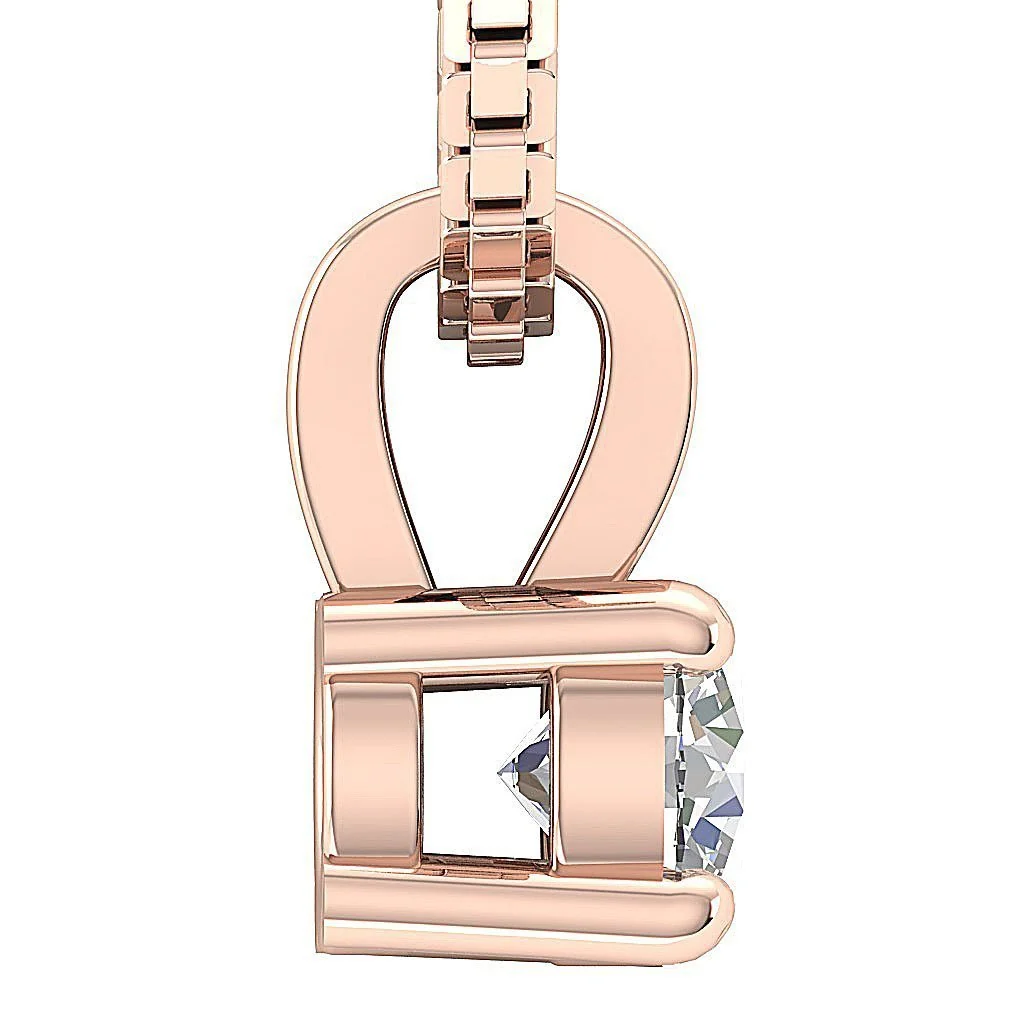 VS F 0.50-1.00 Carat Round Brilliant Lab Grown Diamond 14K Gold Pendant 4 Prong Set - Image 7