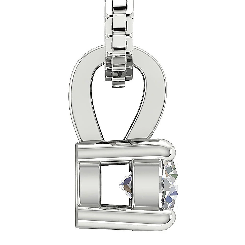VS F 0.50-1.00 Carat Round Brilliant Lab Grown Diamond 14K Gold Pendant 4 Prong Set - Image 9