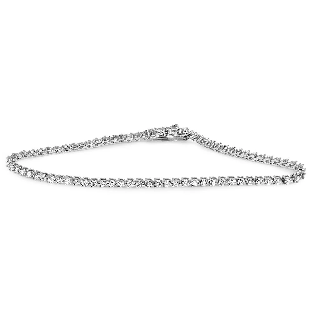 I1/SI1/VS1/VVS1 14k Solid Gold G 2.50Ct Tennis Bracelet Natural Diamonds Prong Set 7.00Inch