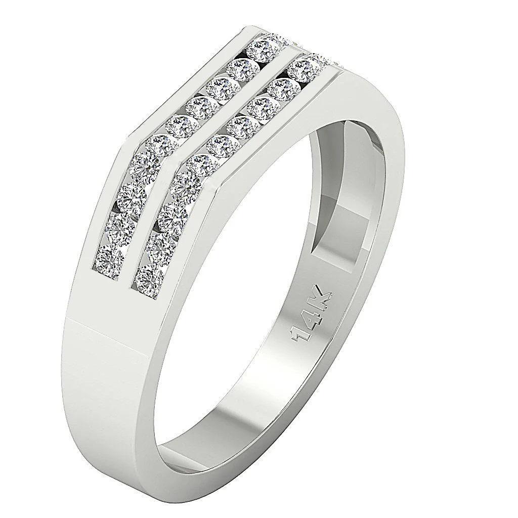 The Sofia Mens Wedding Ring 14k Solid Gold Natural Diamonds Channel Set Width 5.00MM