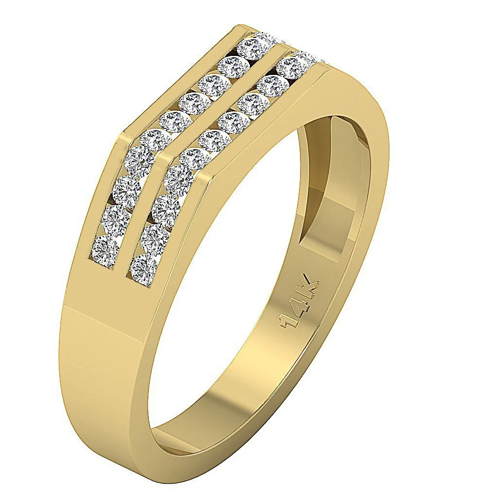 The Sofia Mens Wedding Ring 14k Solid Gold Natural Diamonds Channel Set Width 5.00MM - Image 2