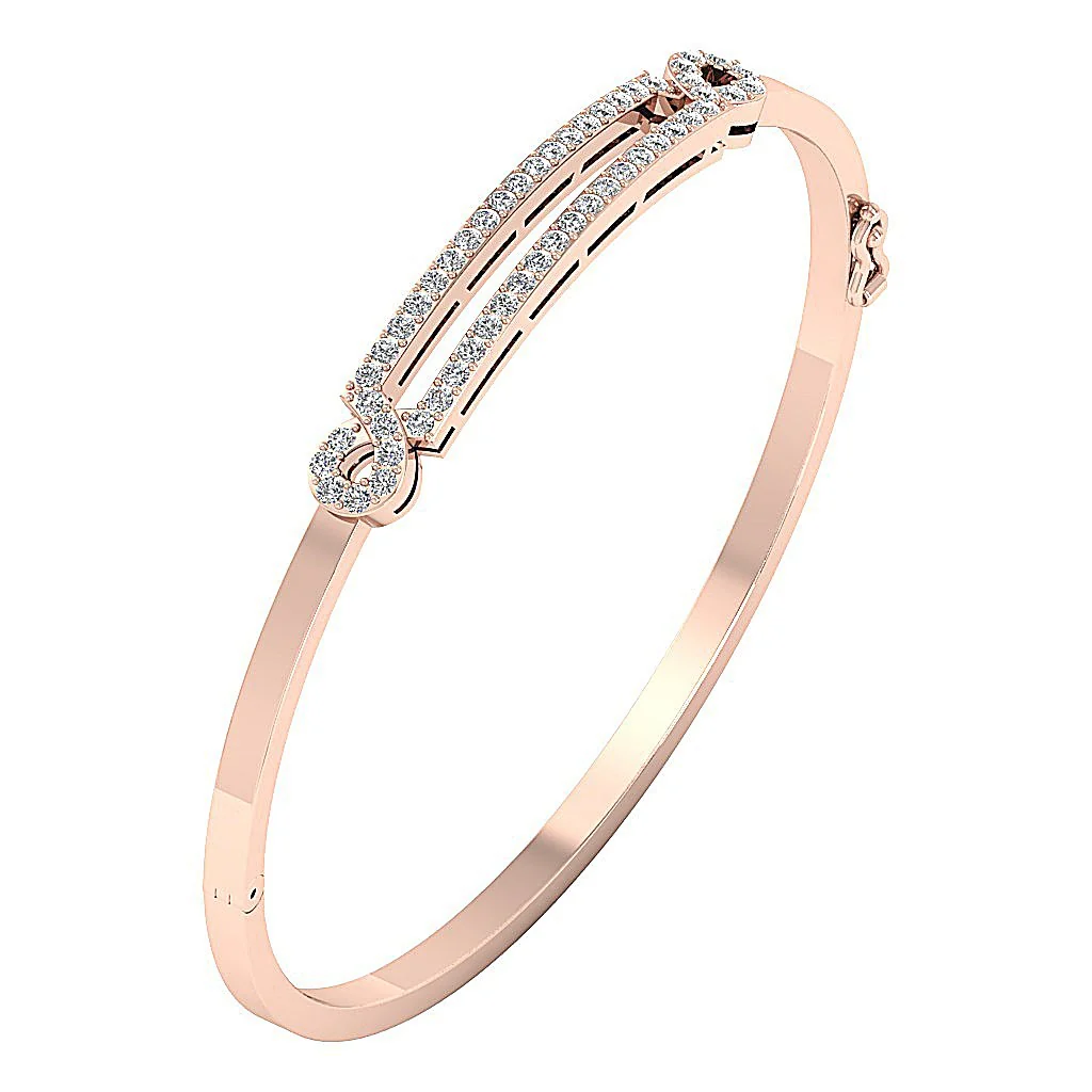 The Ella Excellent Round Diamond Bangle Bracelet Prong Set White Gold For Women - Image 3