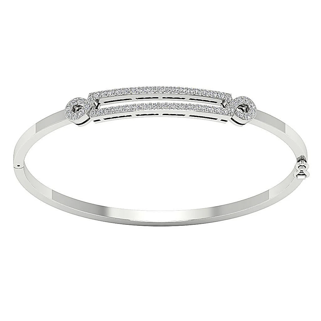 The Ella Excellent Round Diamond Bangle Bracelet Prong Set White Gold For Women - Image 5
