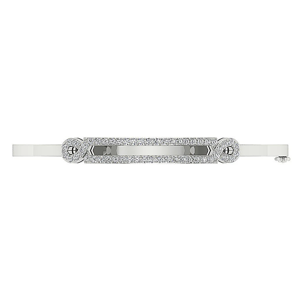 The Ella Excellent Round Diamond Bangle Bracelet Prong Set White Gold For Women - Image 6