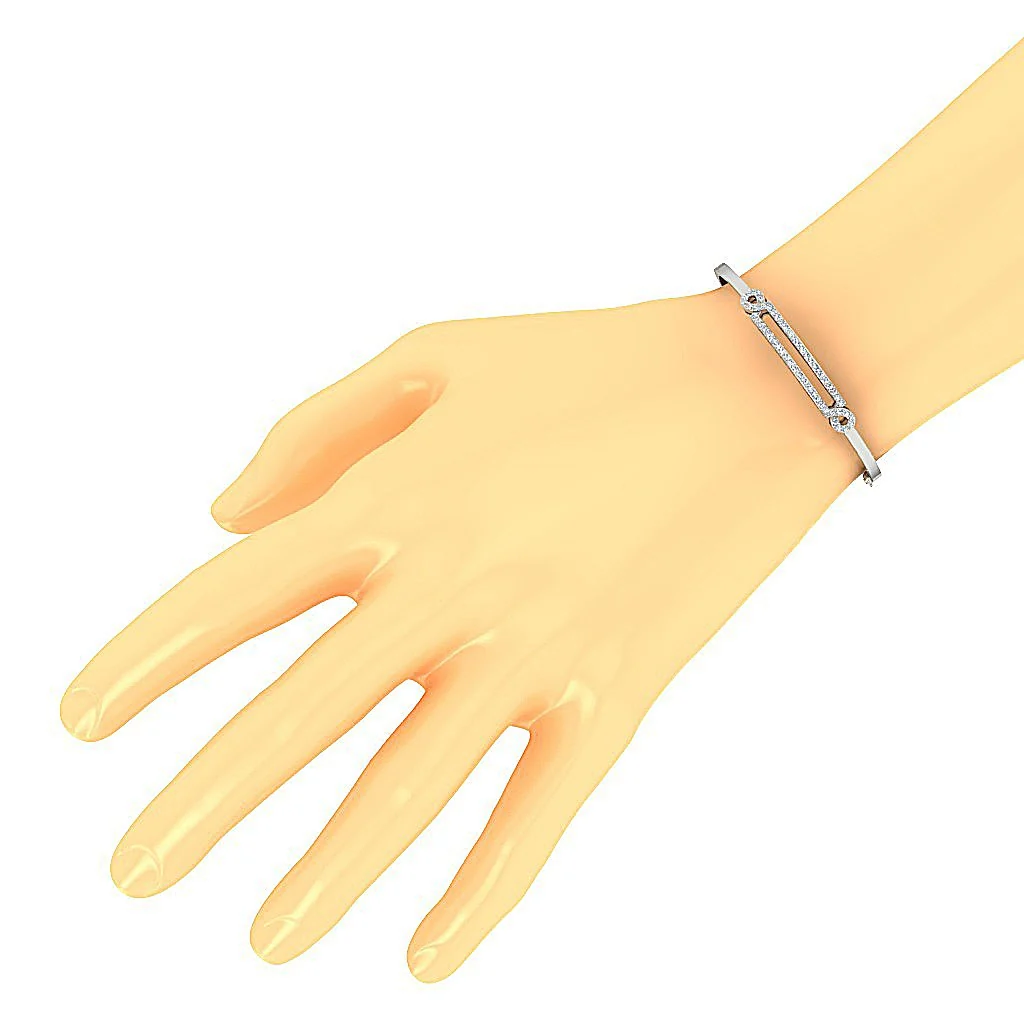 The Ella Excellent Round Diamond Bangle Bracelet Prong Set White Gold For Women - Image 7