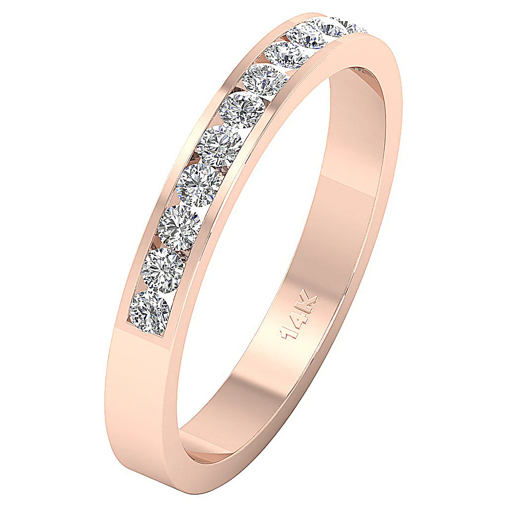 The Sofia Wedding Ring Genuine Diamond 14K White Yellow Rose Gold Channel Set - Image 4