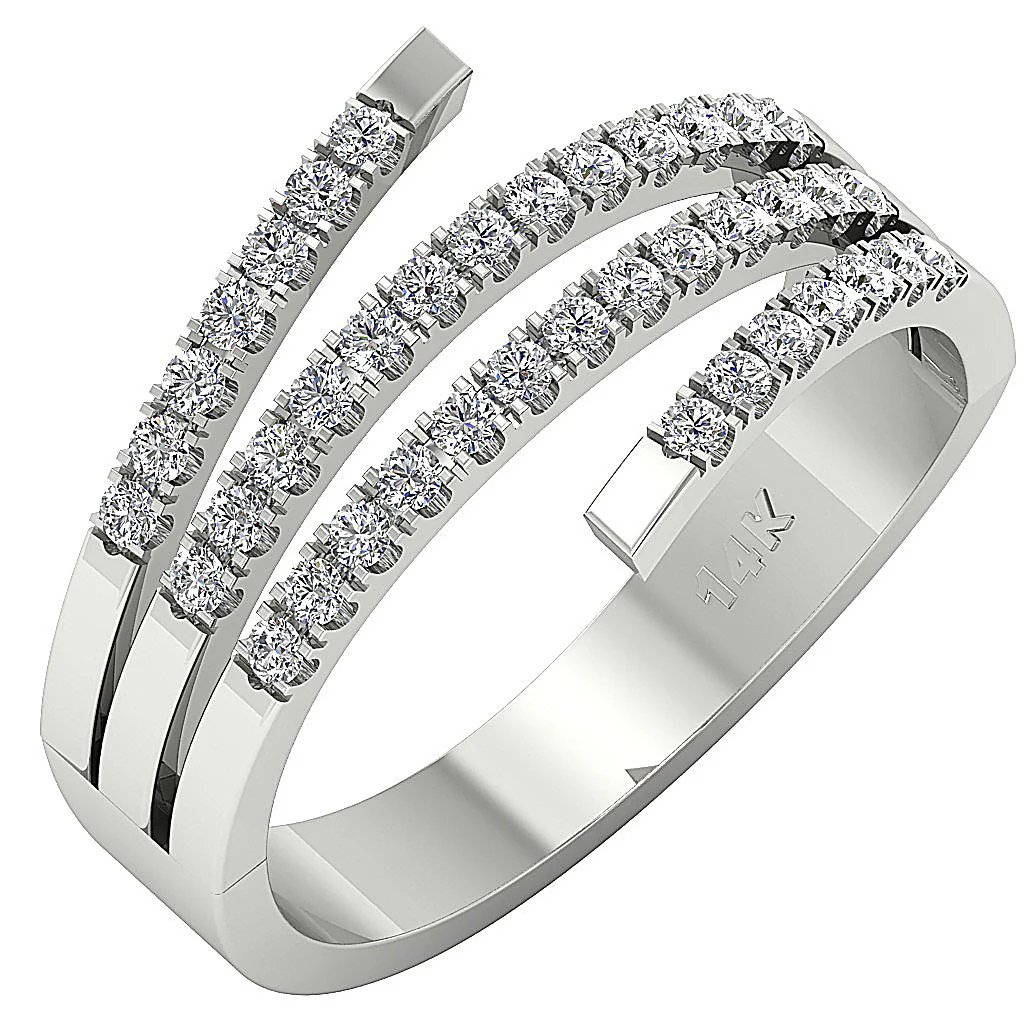 The Emily Anniversary Wedding Ring Genuine Diamond 14K White Gold Pave Set