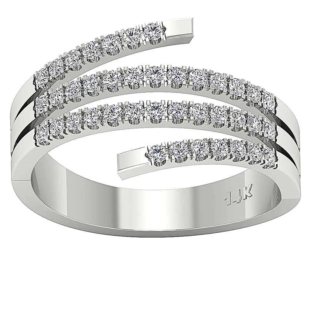 The Emily Anniversary Wedding Ring Genuine Diamond 14K White Gold Pave Set - Image 4