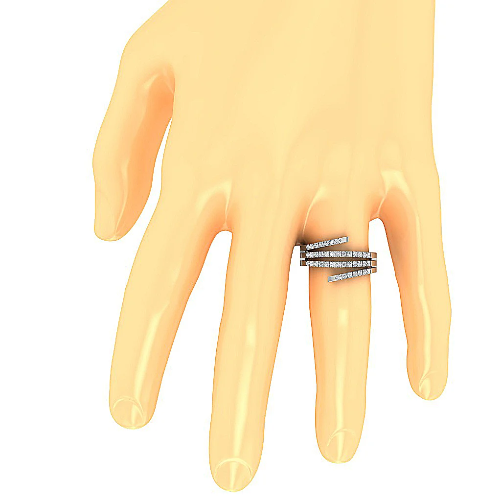 The Emily Anniversary Wedding Ring Genuine Diamond 14K White Gold Pave Set - Image 7