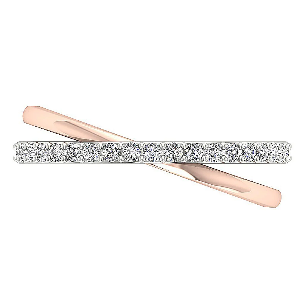 The Serenity Criss Cross Wedding Ring Round Cut Diamond Prong Set 14K White Yellow Rose Gold 8.25MM - Image 10