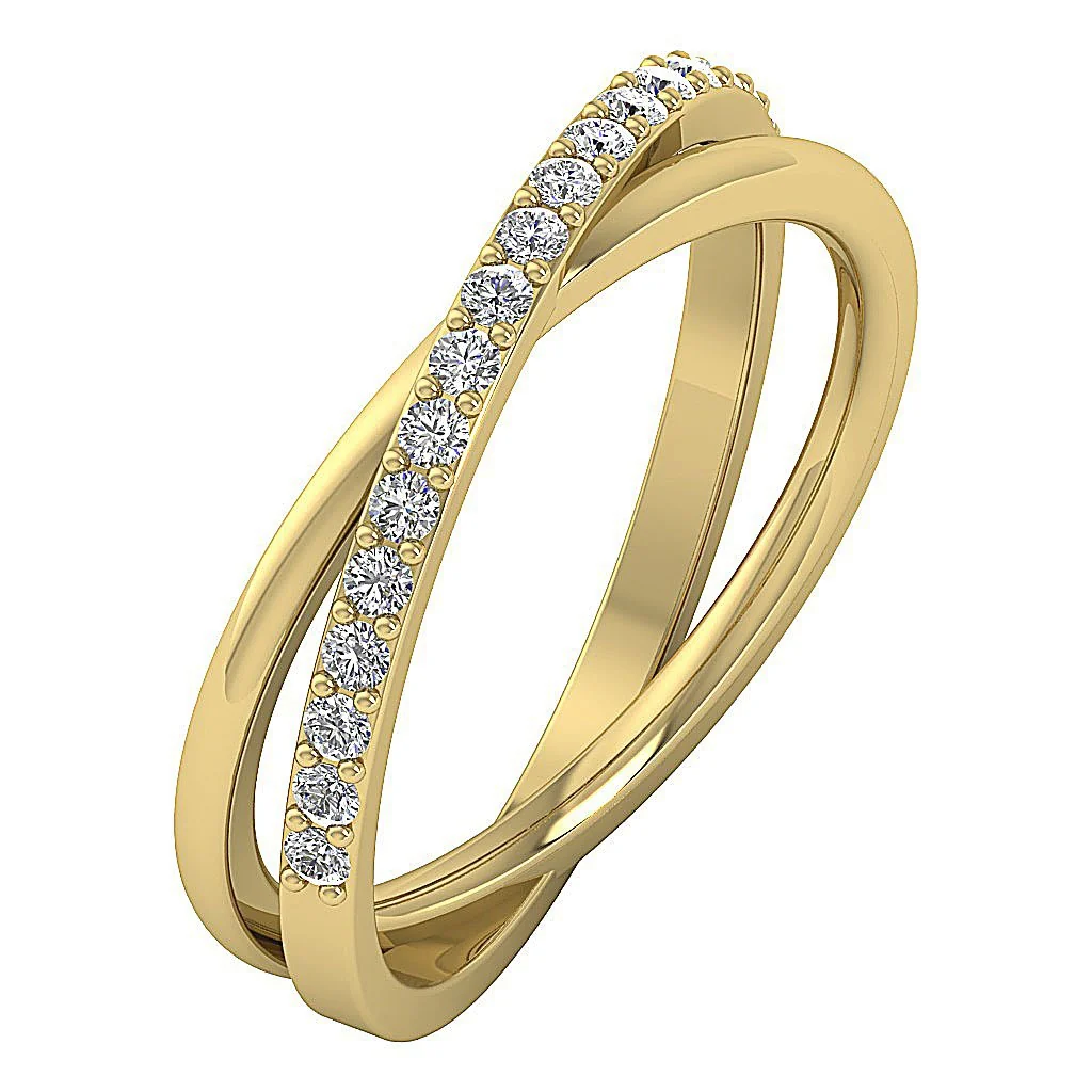 The Serenity Criss Cross Wedding Ring Round Cut Diamond Prong Set 14K White Yellow Rose Gold 8.25MM - Image 3