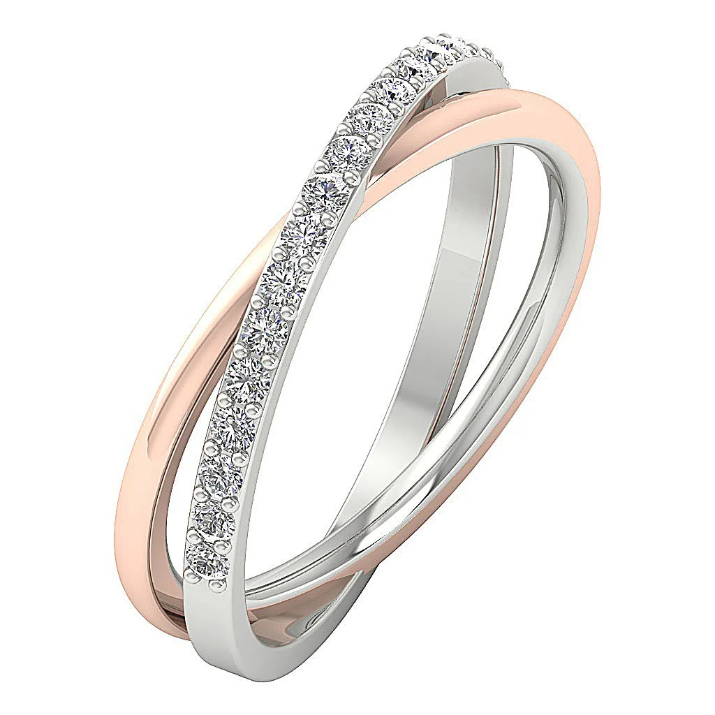 The Serenity Criss Cross Wedding Ring Round Cut Diamond Prong Set 14K White Yellow Rose Gold 8.25MM - Image 4