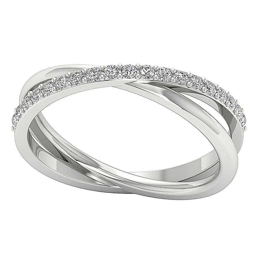 The Serenity Criss Cross Wedding Ring Round Cut Diamond Prong Set 14K White Yellow Rose Gold 8.25MM - Image 6