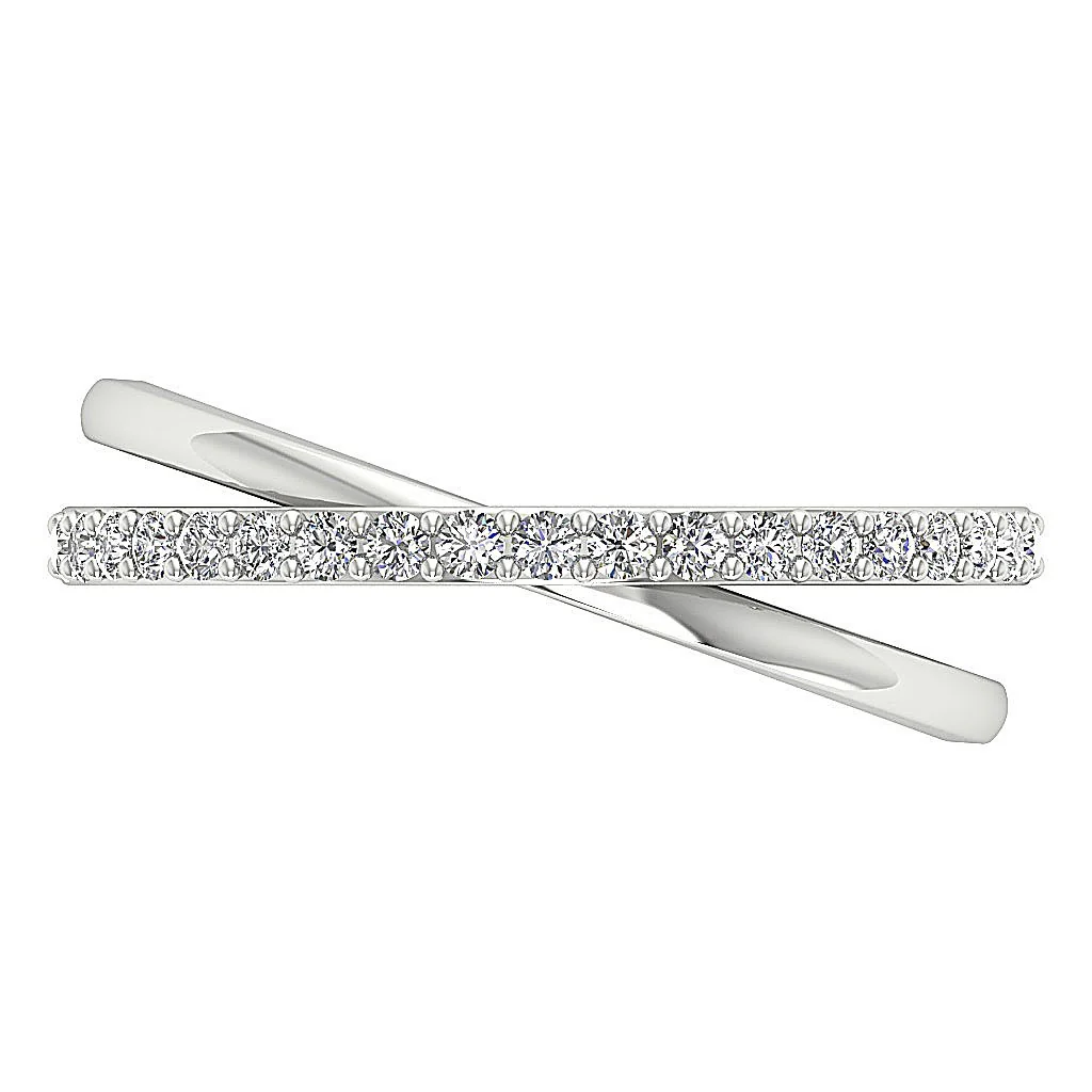 The Serenity Criss Cross Wedding Ring Round Cut Diamond Prong Set 14K White Yellow Rose Gold 8.25MM - Image 7