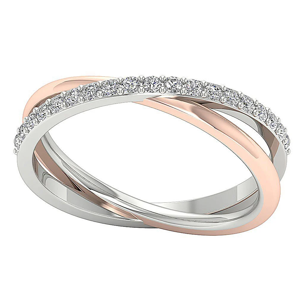 The Serenity Criss Cross Wedding Ring Round Cut Diamond Prong Set 14K White Yellow Rose Gold 8.25MM - Image 8